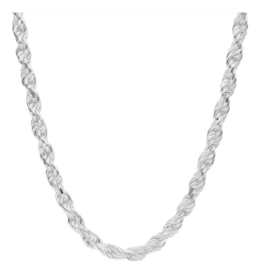 Cadena Unisex Tejido Torsal Grosor de 6mm Solida En Plata