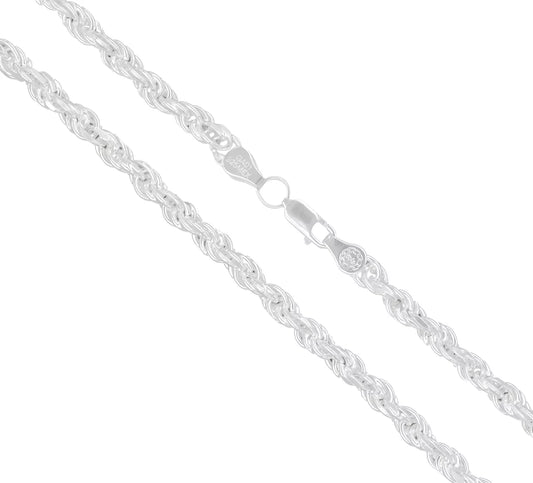 Cadena Unisex Tejido Torsal Grosor 4mm Solido Plata