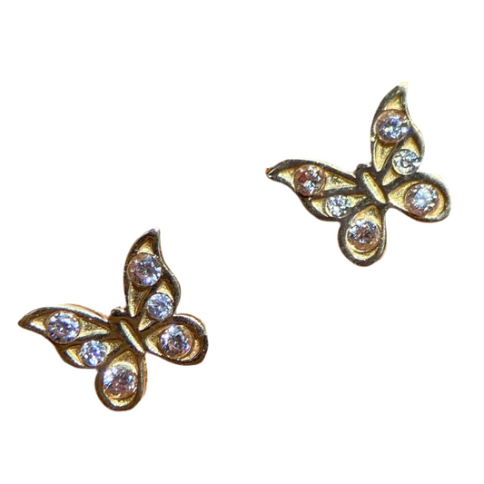 Technicolor butterfly buckles in 10k yellow gold with zirconias Cod: 14271 6mm