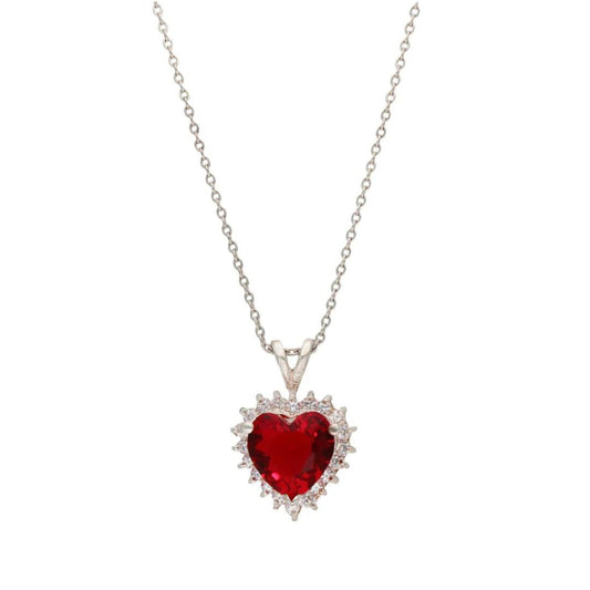 Collar Love en plata con circonia Roja