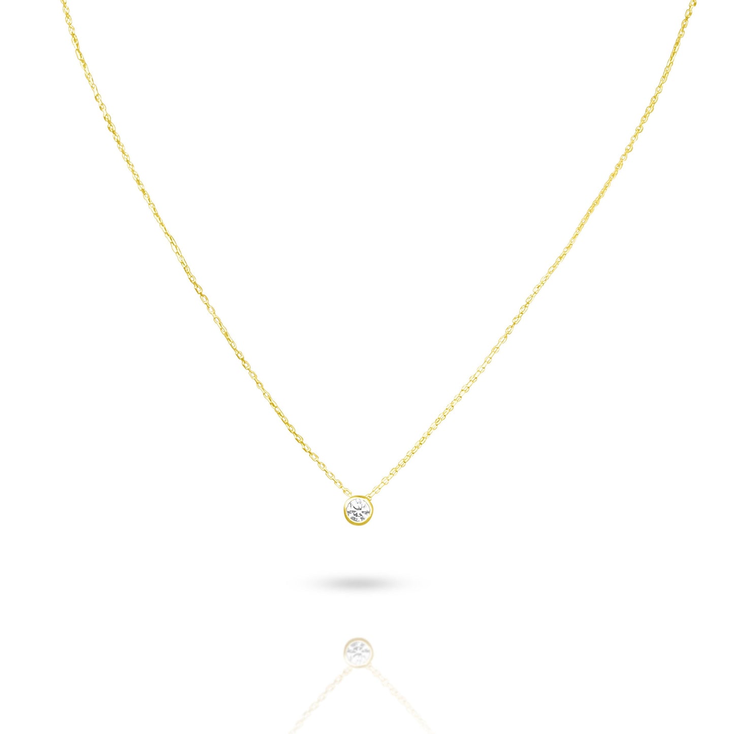 Italian 10k yellow gold circle necklace with zirconia