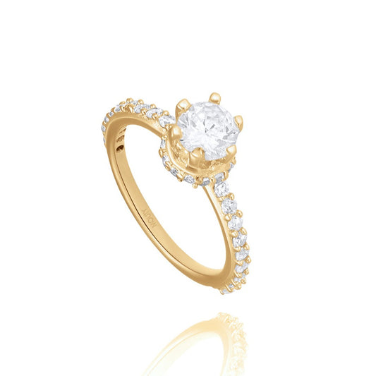 Helena ring in silver with yellow gold plating with zircons