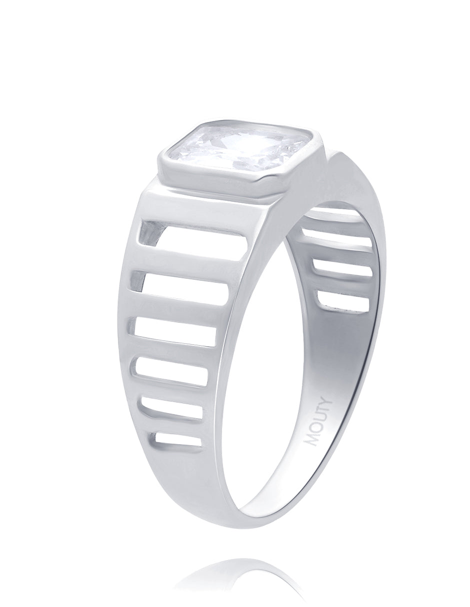 MOD16 ring in 10k white gold with white zirconia