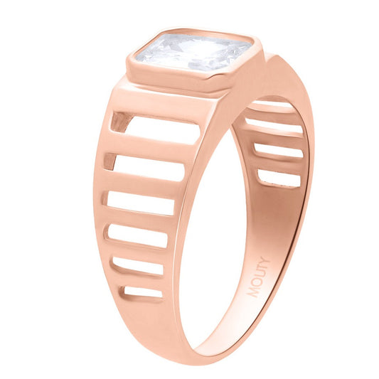 MOD16 ring in 10k rose gold with white zirconia