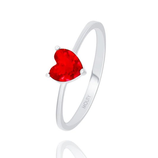 Zara ring in silver with red zirconia