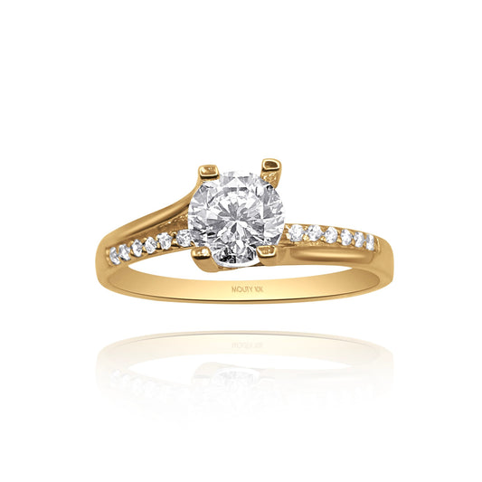 10k yellow gold ring with round zirconia Code: MAN315