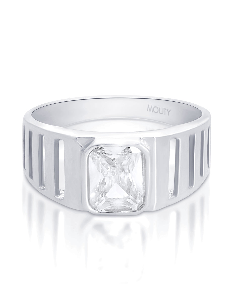 MOD16 ring in 10k white gold with white zirconia