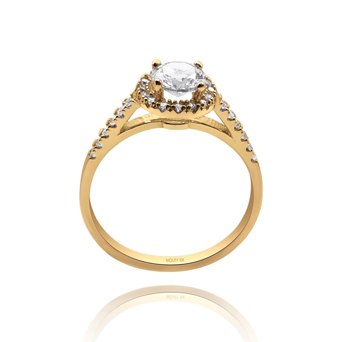 10k yellow gold ring with round zirconia Code: MAN315