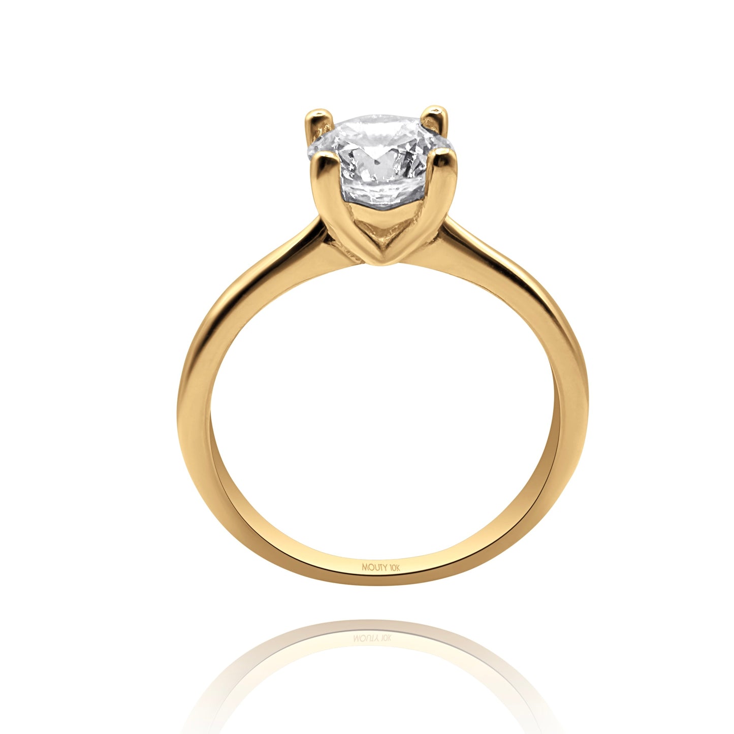 10k yellow gold ring with round zirconia Code: MAN315