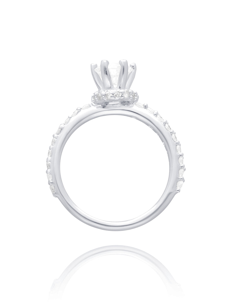 Anillo Helena en oro blanco 10k con circonias