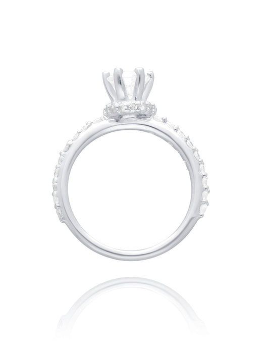 Anillo Helena en oro blanco 14k con Circonias