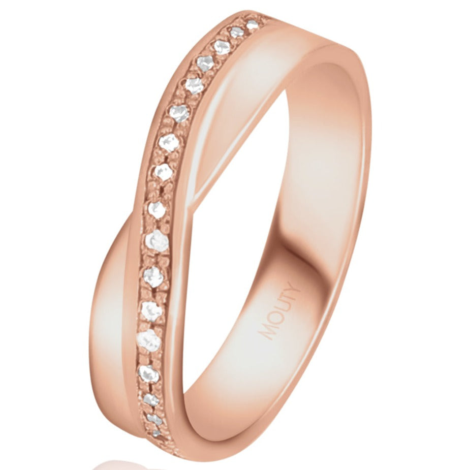 Duo of Infinite hoops in 14k rose gold with white zirconias 