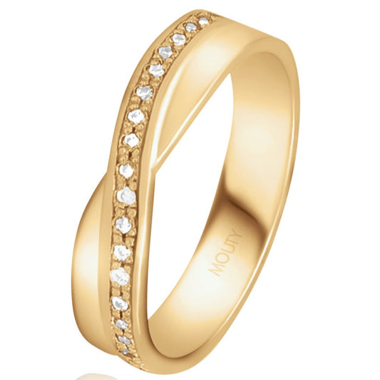 Infinite ring in silver with yellow gold plating with zirconias