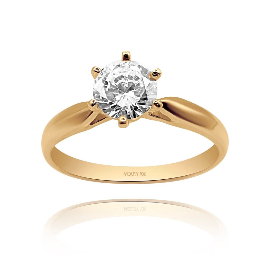 10k yellow gold ring with round zirconia Code: MAN315