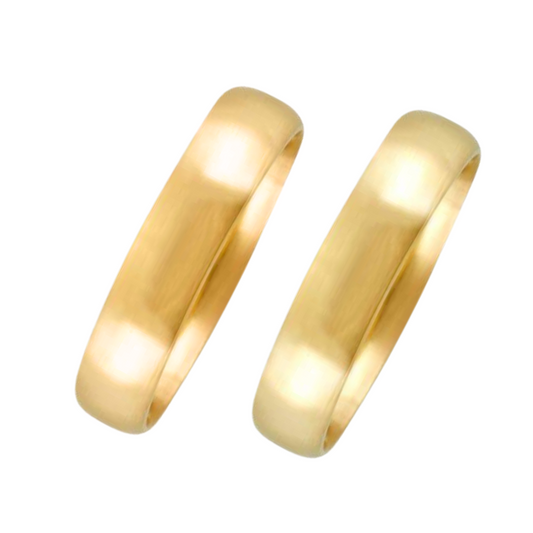 Dúo de argollas A4 en oro amarillo de 14k (4mm) Confort huecas