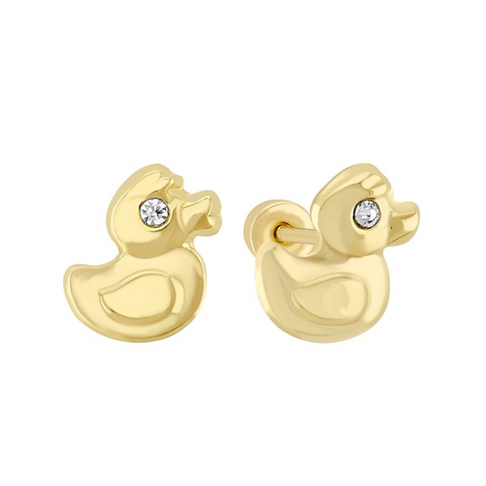 Sea duck bucklers in 10k yellow gold with zirconia Cod: 14297 6.5mm