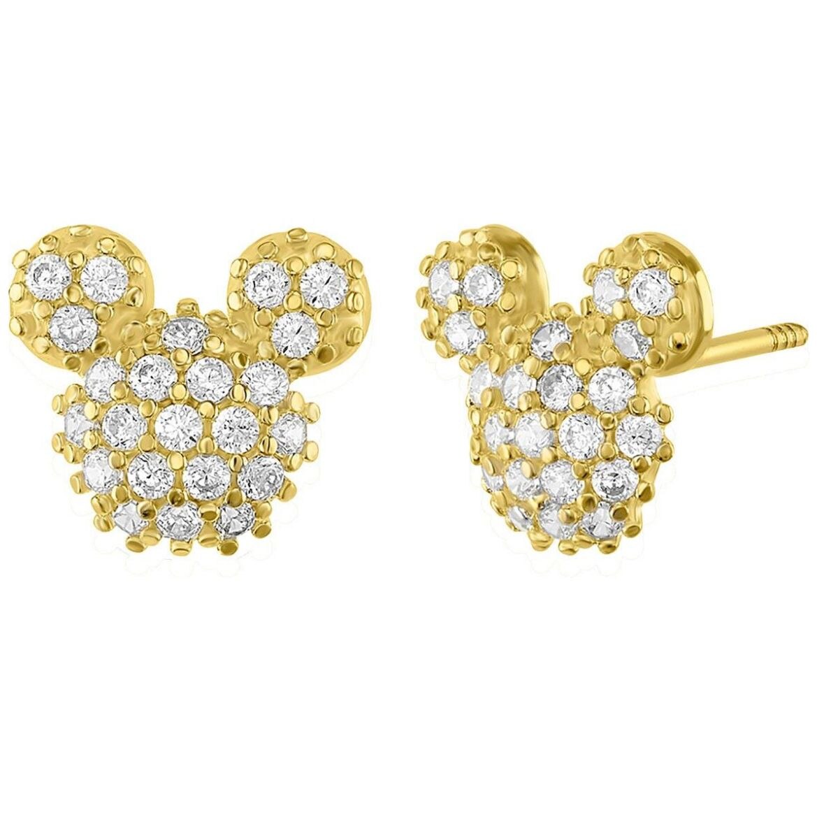 Mickey stud earrings with zirconias in 10k yellow gold Disney®️