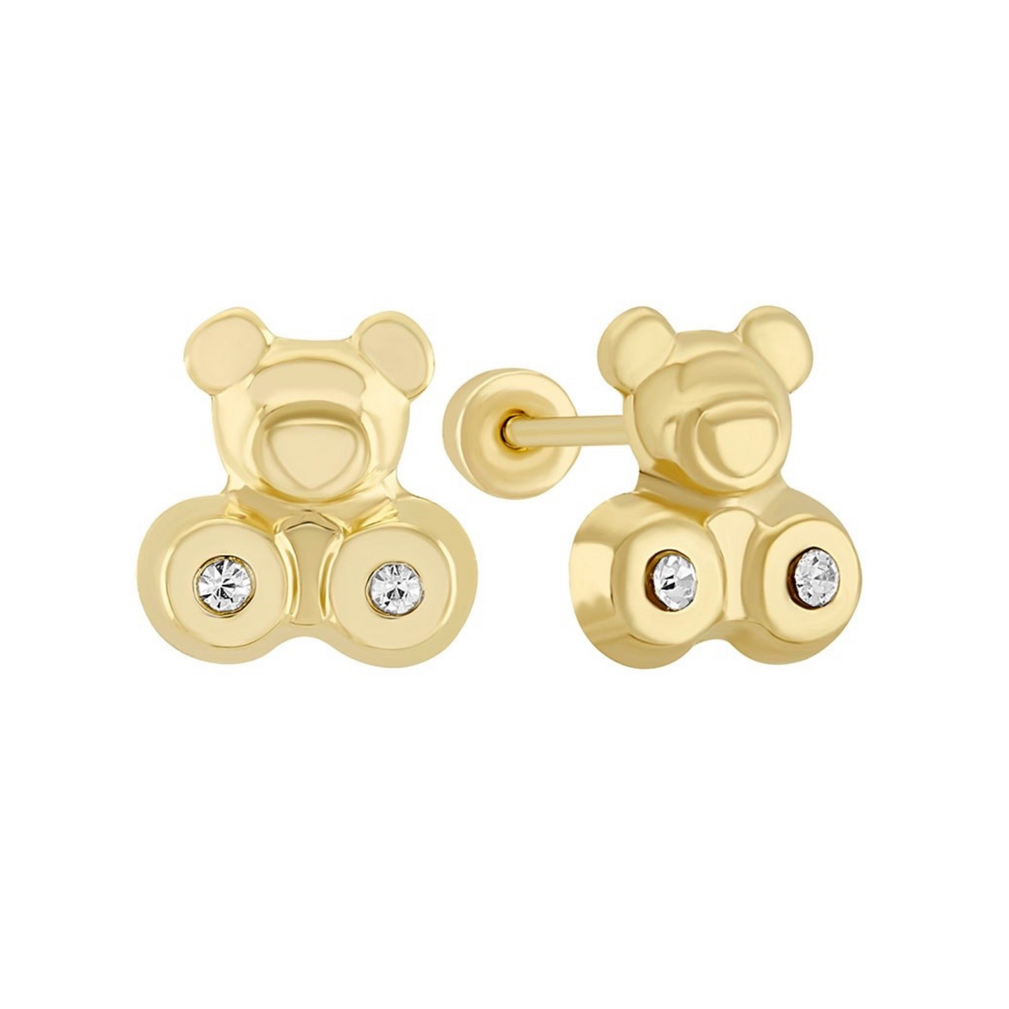 Teddy bear studs in 10k yellow gold with zircons Code: 14294 7mm