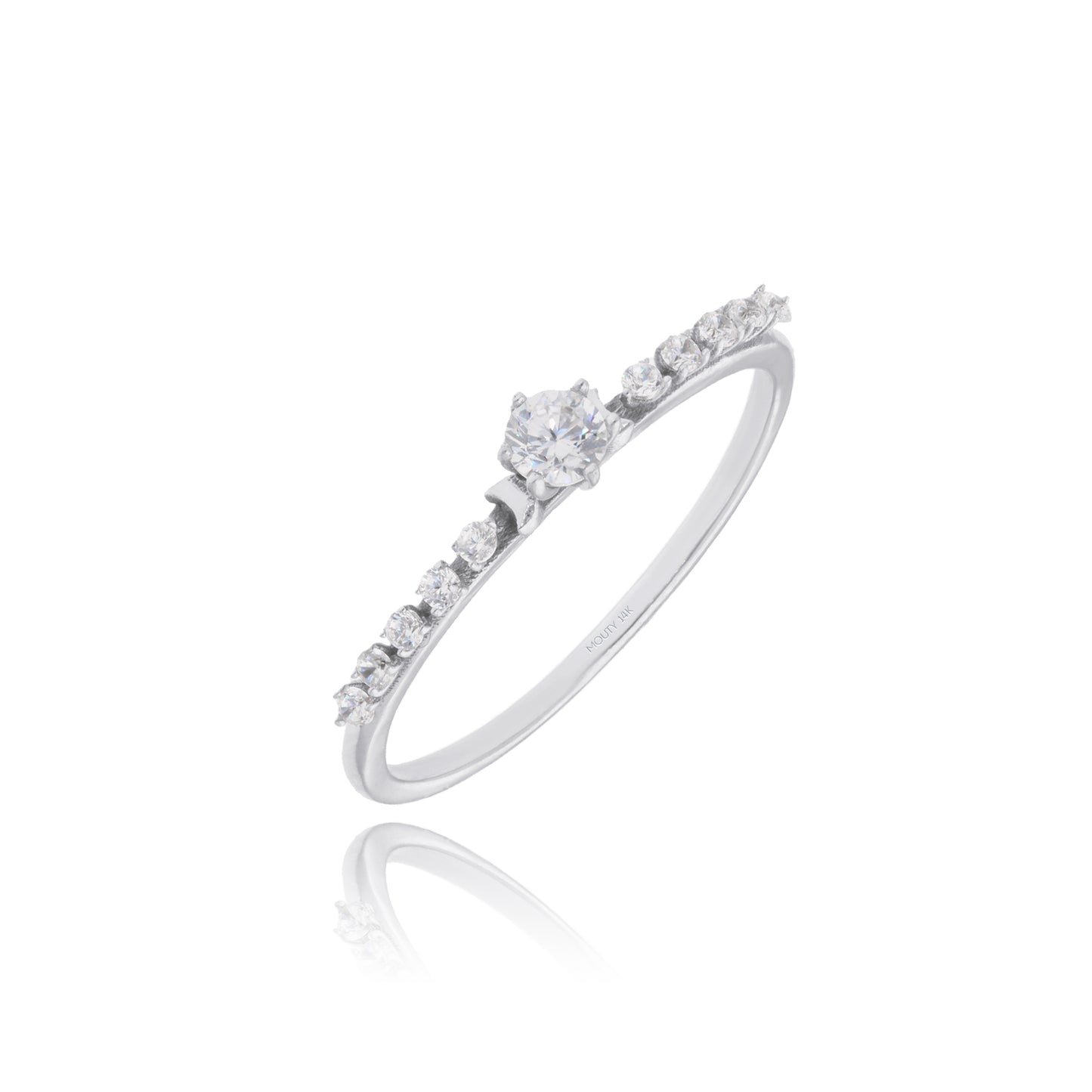 Anillo Danielle en oro blanco de 14k con circonias