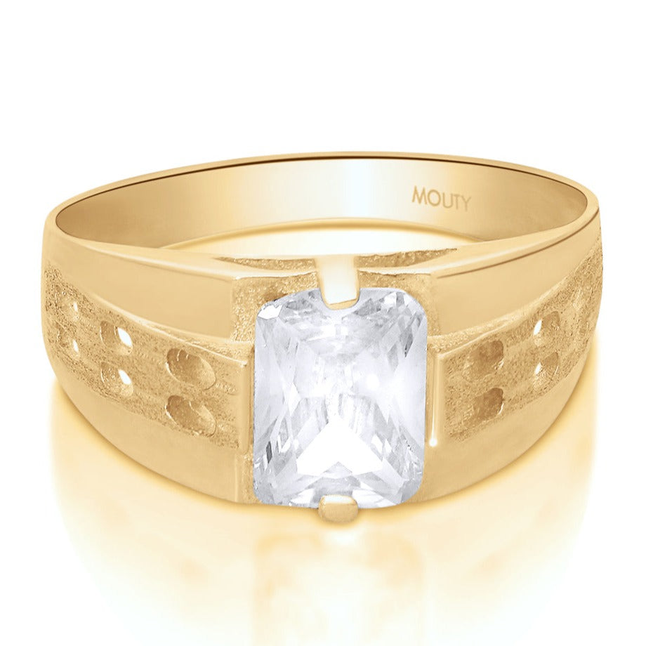 MOD14 ring in 10k yellow gold with white zirconia