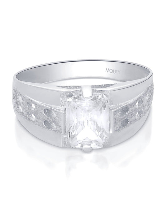 MOD16 ring in 10k white gold with white zirconia