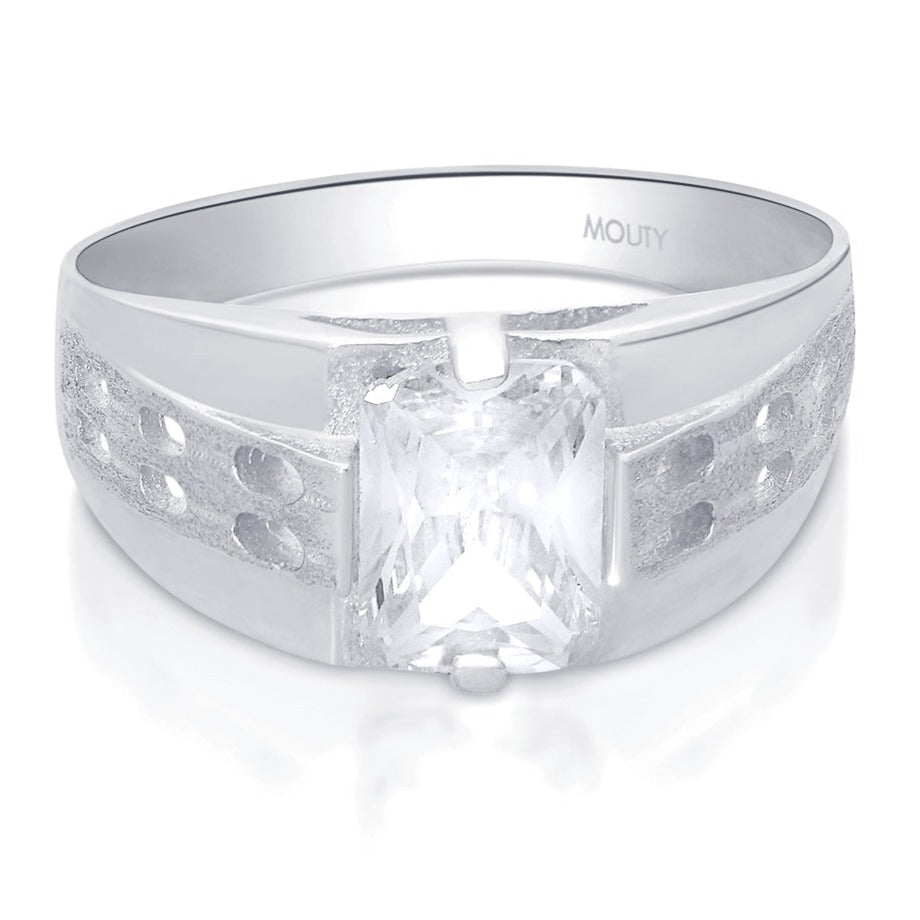 MOD14 ring in 10k white gold with white zirconia