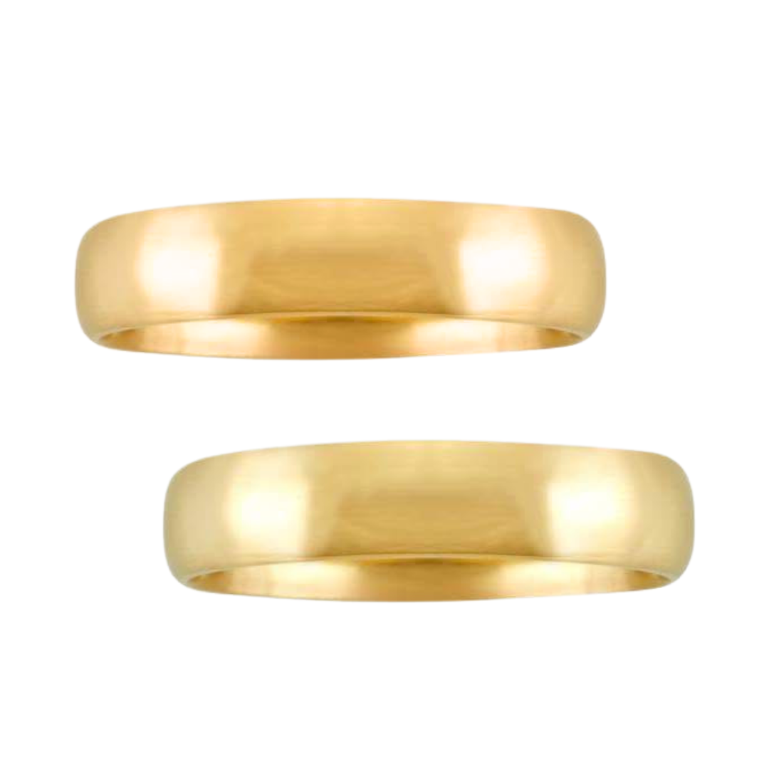 Dúo de argollas A4 en oro amarillo de 14k (4mm) Confort huecas