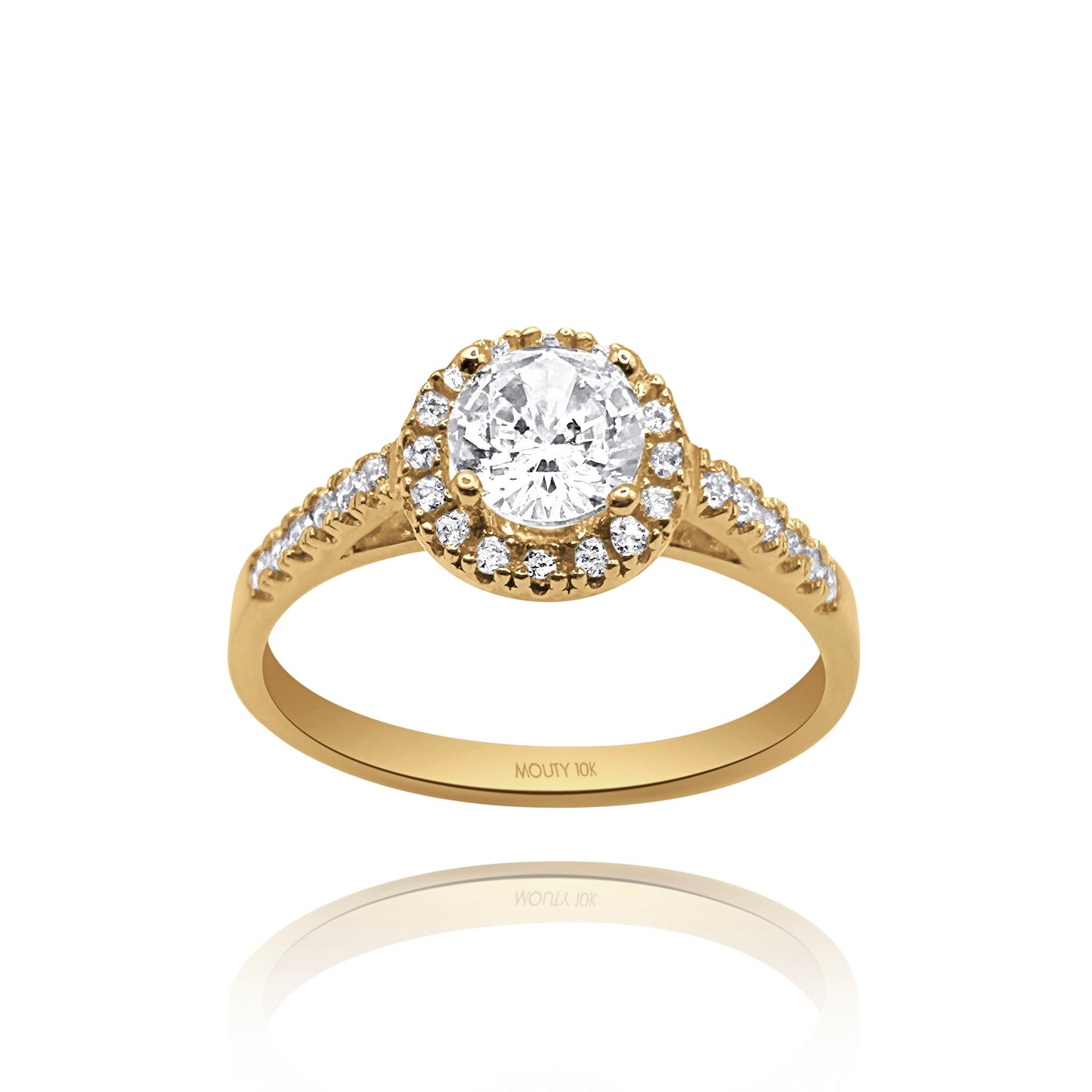 10k yellow gold ring with round zirconia Code: MAN315