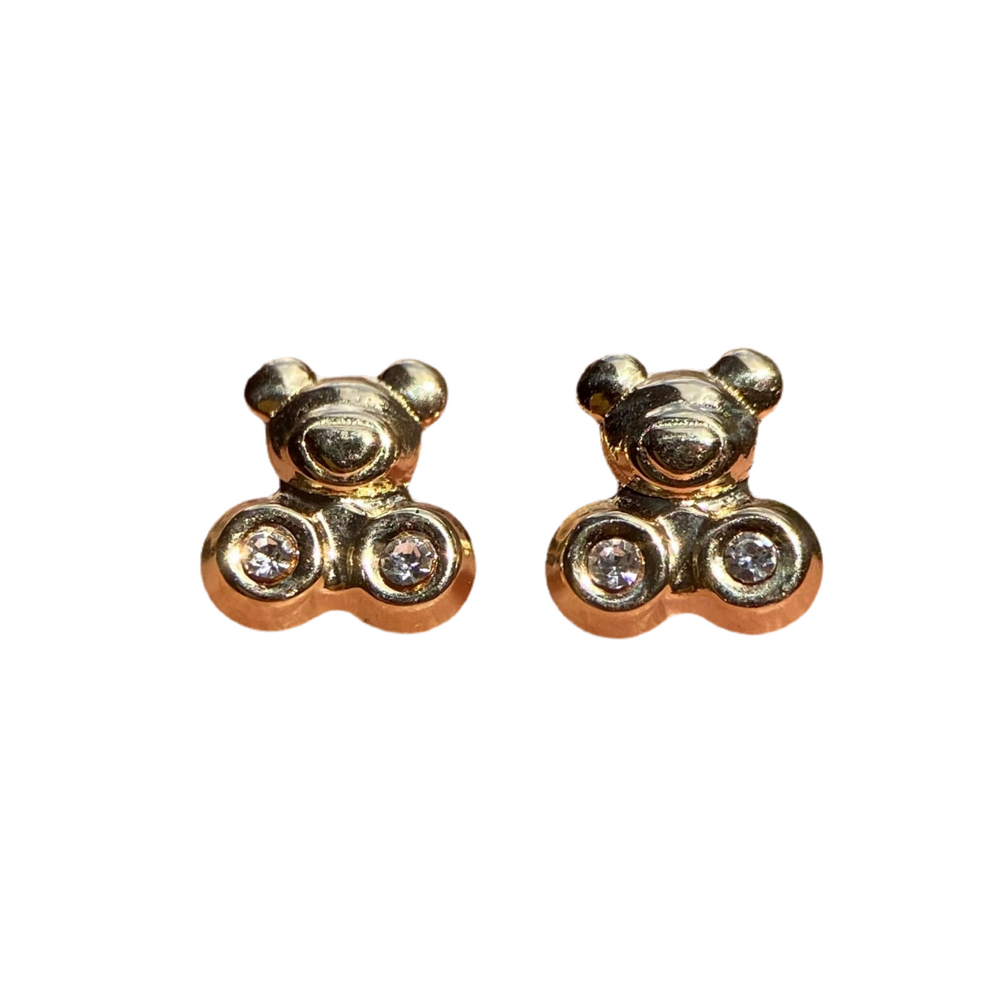 Teddy bear studs in 10k yellow gold with zircons Code: 14294 7mm