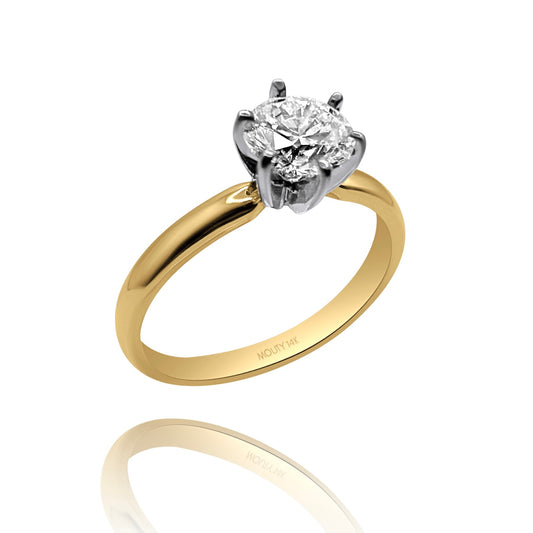 Anillo Amelie en Oro amarillo y oro blanco 14k con diamante de laboratorio 1.0 ct