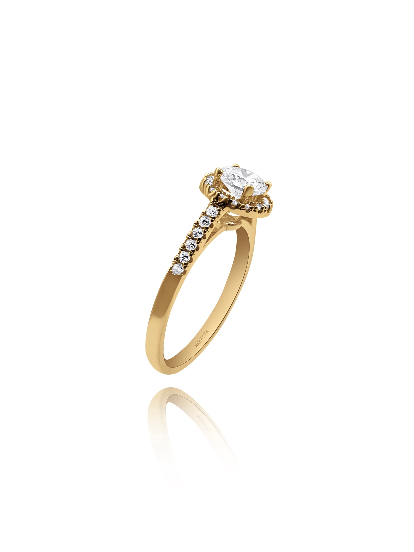 10k yellow gold ring with round zirconia Code: MAN315