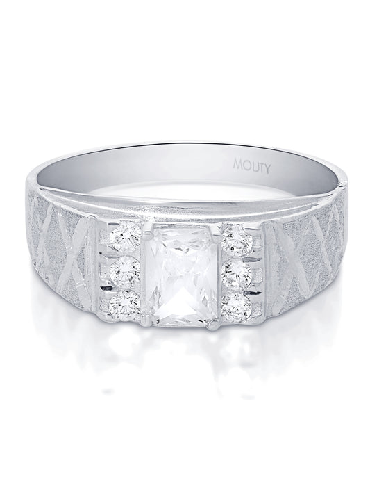 MOD16 ring in 10k white gold with white zirconia