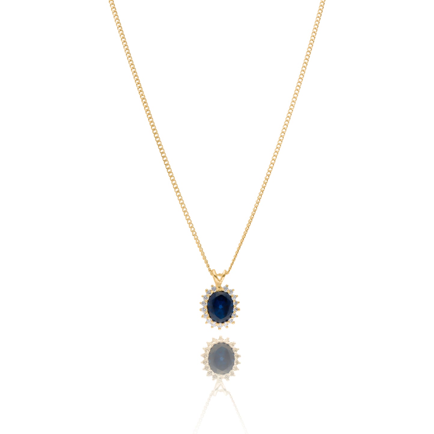 Renata necklace in silver with gold coating with blue zirconia (Lady Di)