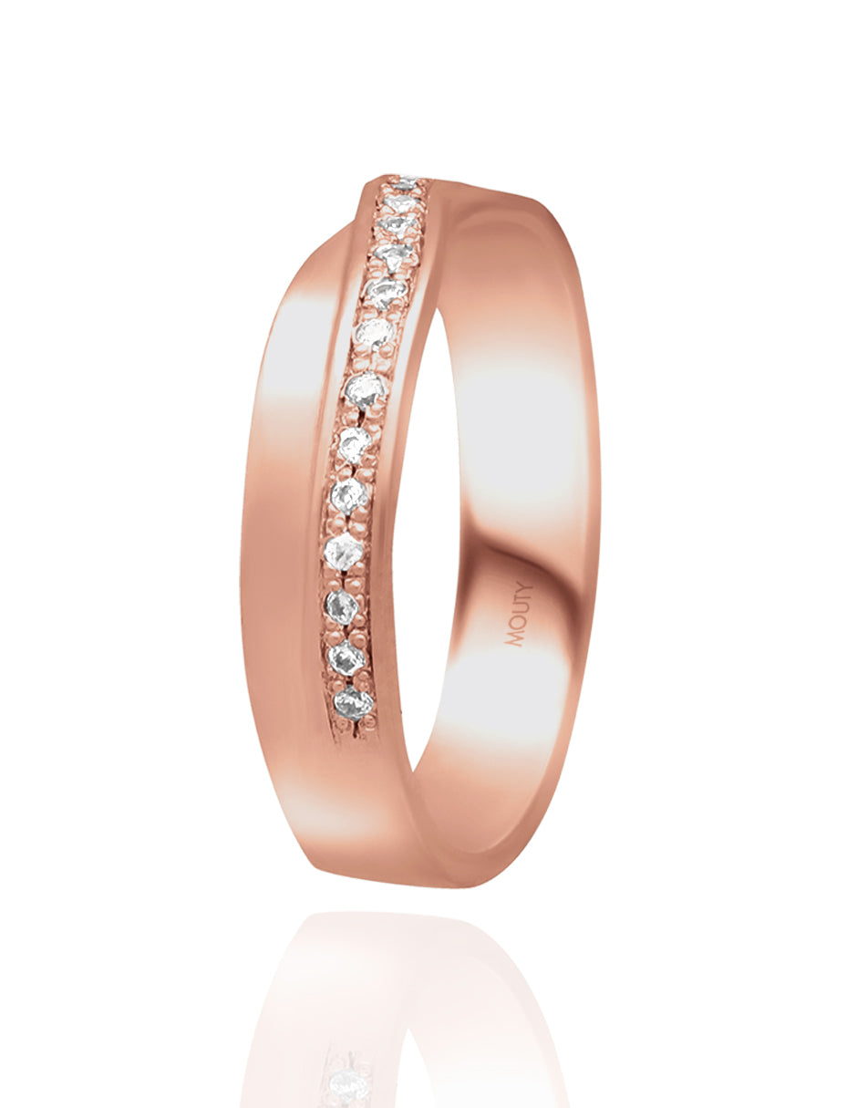 Duo of Infinite hoops in 14k rose gold with white zirconias 