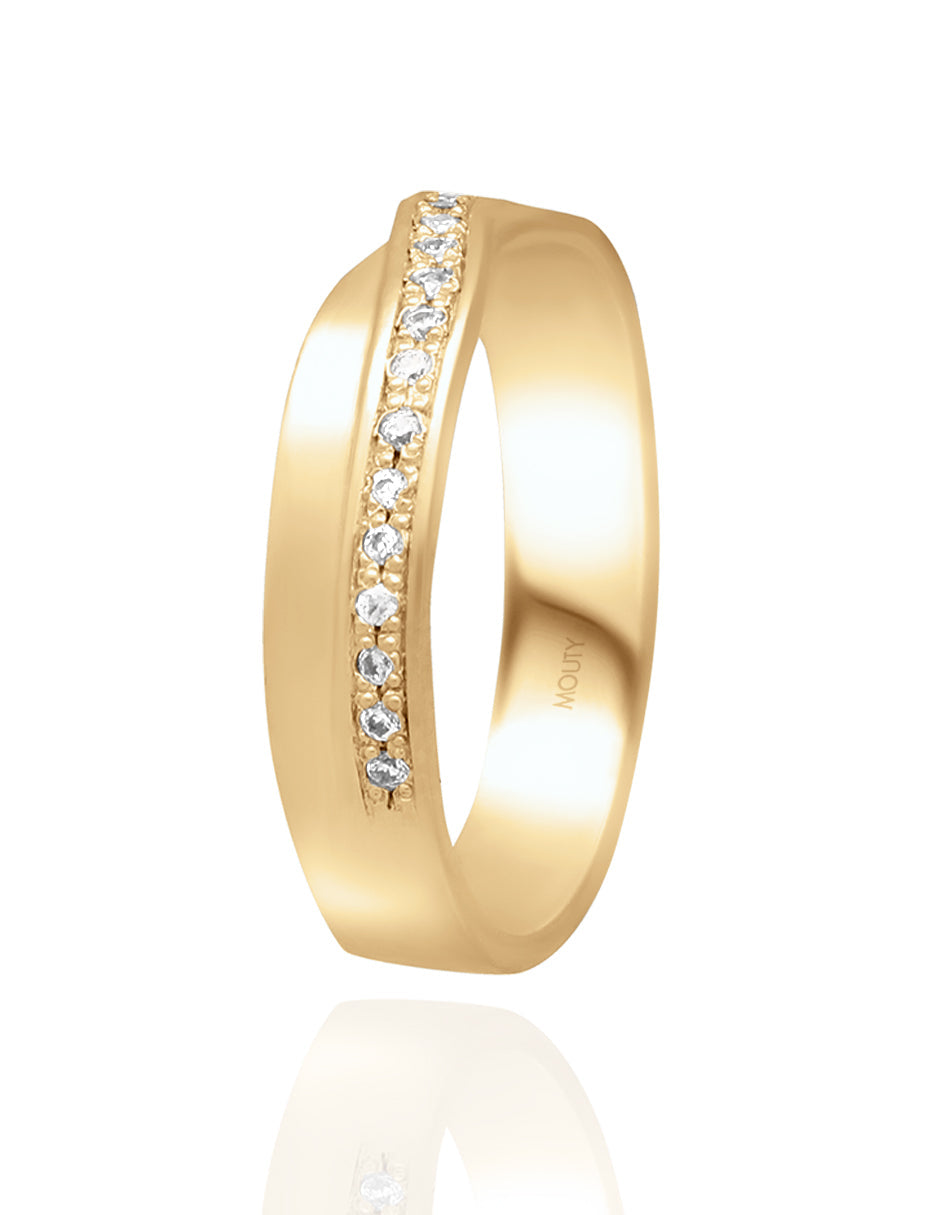 Infinite ring in silver with yellow gold plating with zirconias