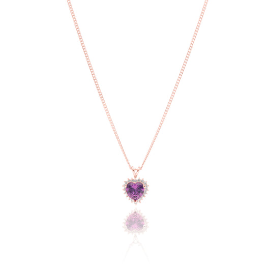 Love necklace in gold-plated silver with purple zirconia