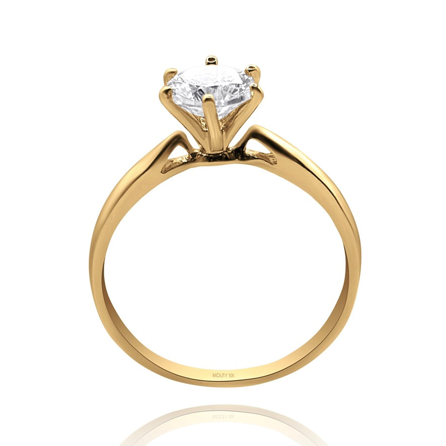 10k yellow gold ring with round zirconia Code: MAN315