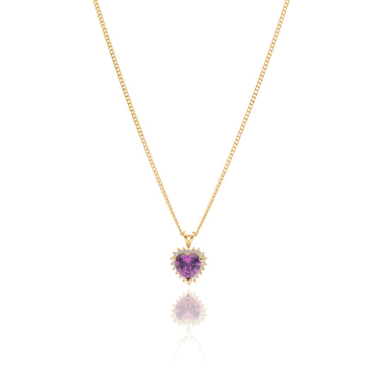 Love necklace in gold-plated silver with purple zirconia