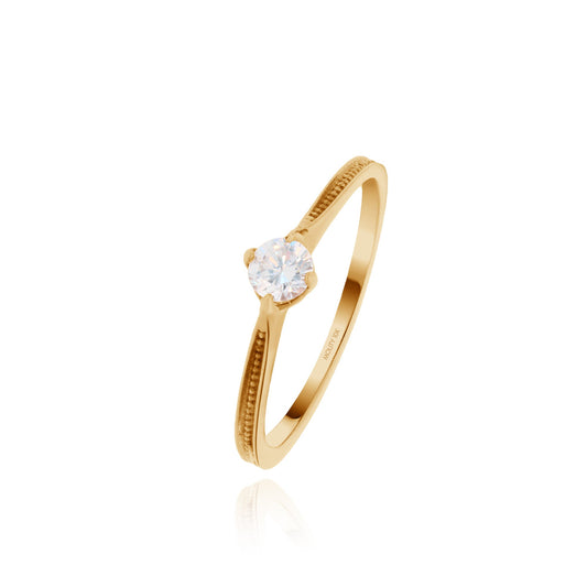 Lahia ring in yellow gold plated silver with zirconia 