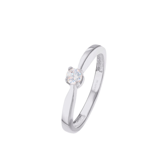 Anillo Celine en oro blanco 14k con diamante natural