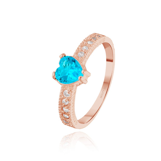 Fanny ring in rose gold-plated silver with sky blue zirconia