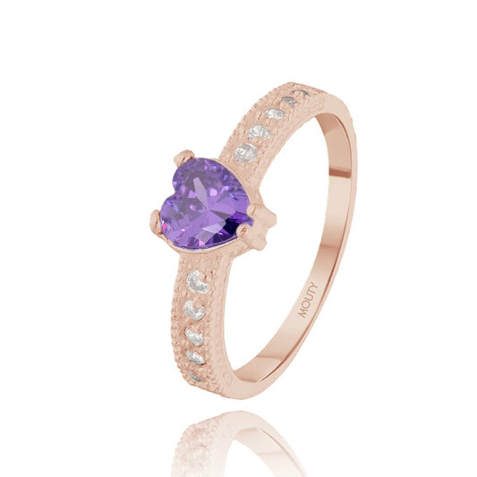 Fanny ring in 10k rose gold with purple zirconia