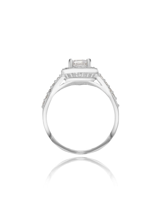 Anillo Adelaide en oro blanco 14k con circonias