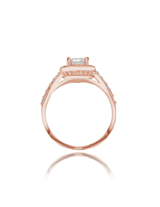 Anillo Adelaide en oro rosa 14k con circonias