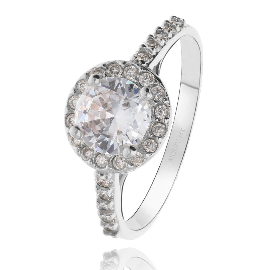 Adelaide ring in 14k white gold with zircons 