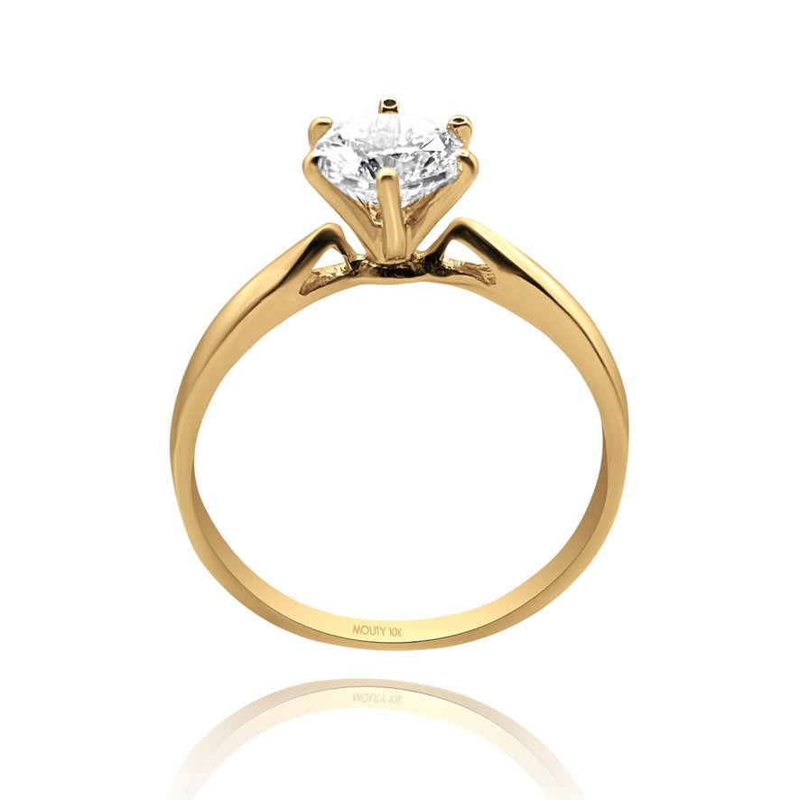 10k yellow gold ring with round zirconia Code: MAN315