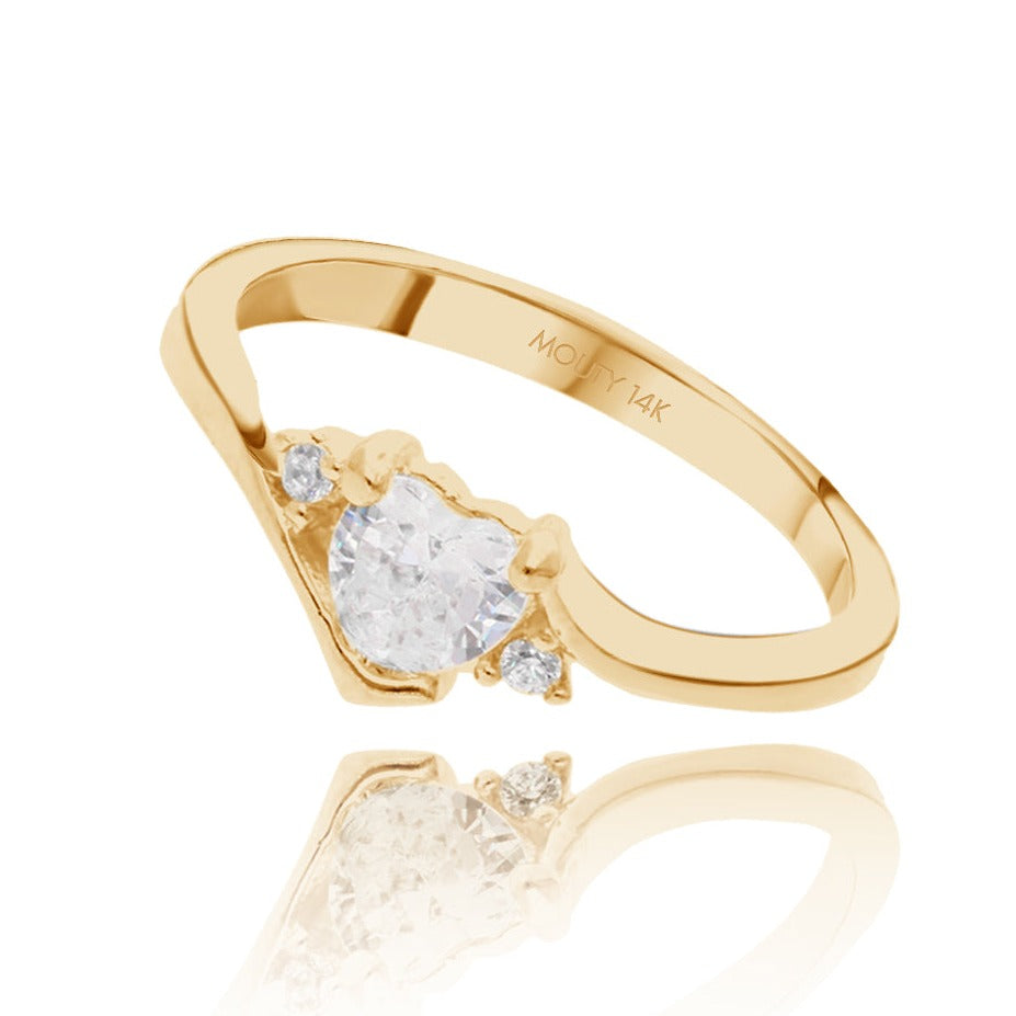 Alice ring in 14k yellow gold with zircons 