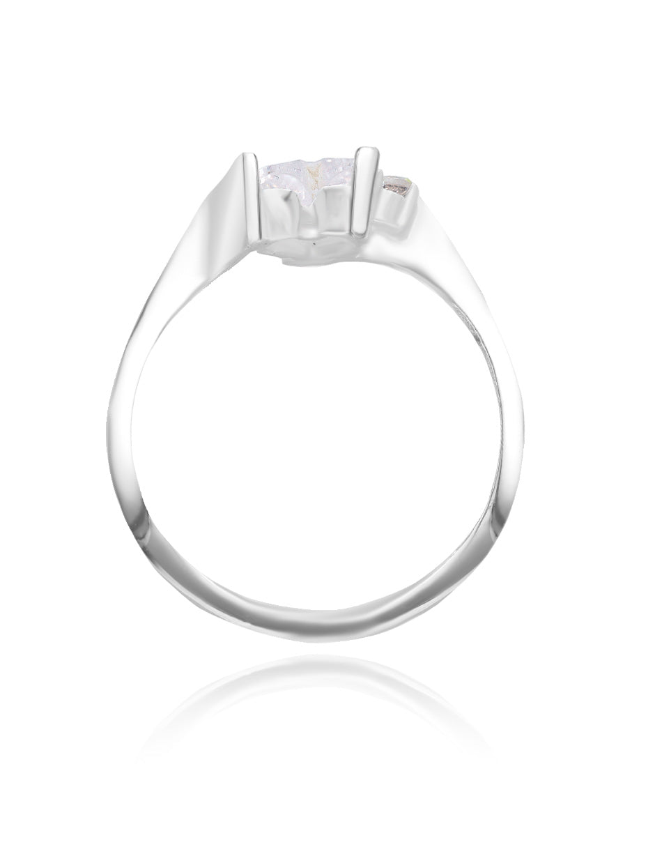 Anillo Alice en oro blanco 10k con circonias