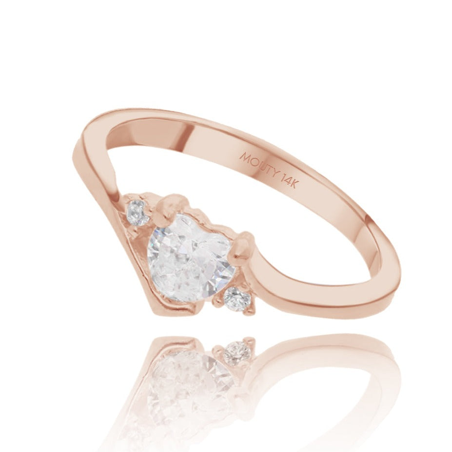 Alice ring in 14k rose gold with zircons