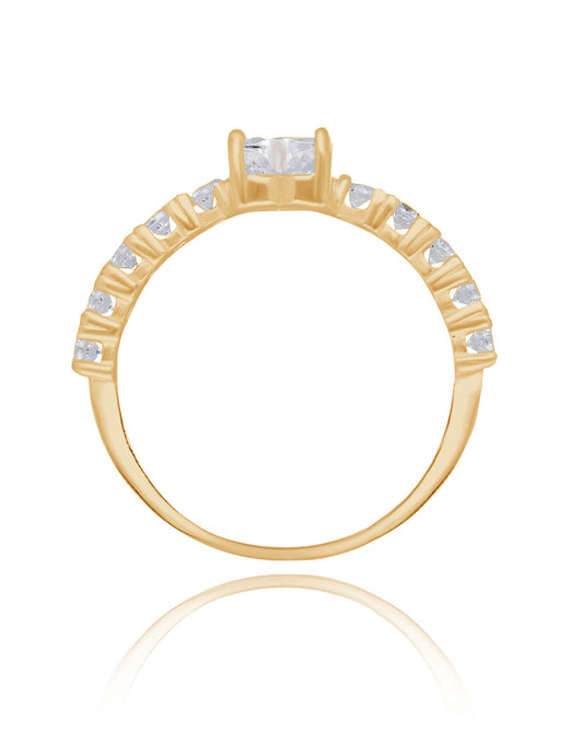 Amour ring in 18k yellow gold with zircons